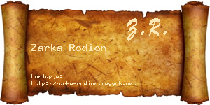 Zarka Rodion névjegykártya